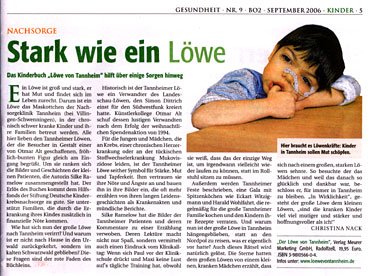 Artikel  "Stark wie ein Löwe" im Südkurier Gesundheit