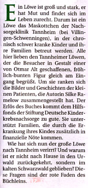 Ausschnitt aus dem Artikel "Stark wie ein Löwe"